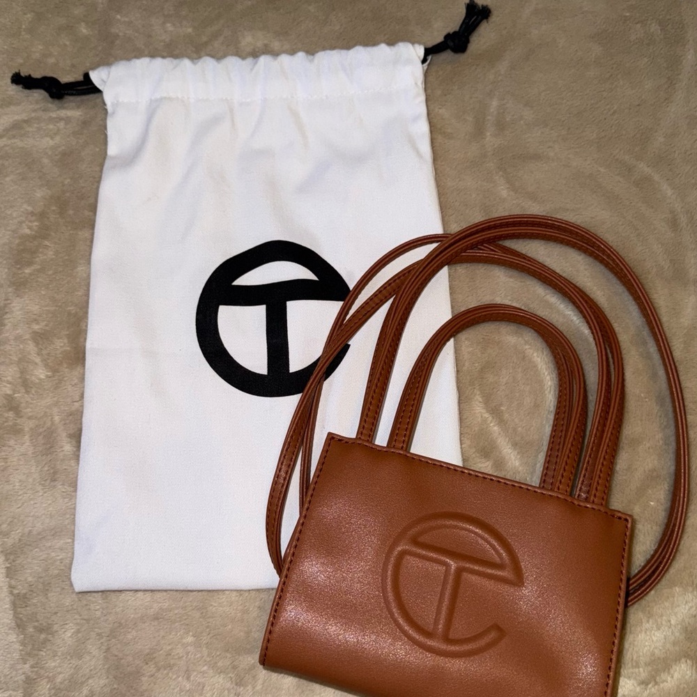 Small Tan Telfar Bag with Dust Bag